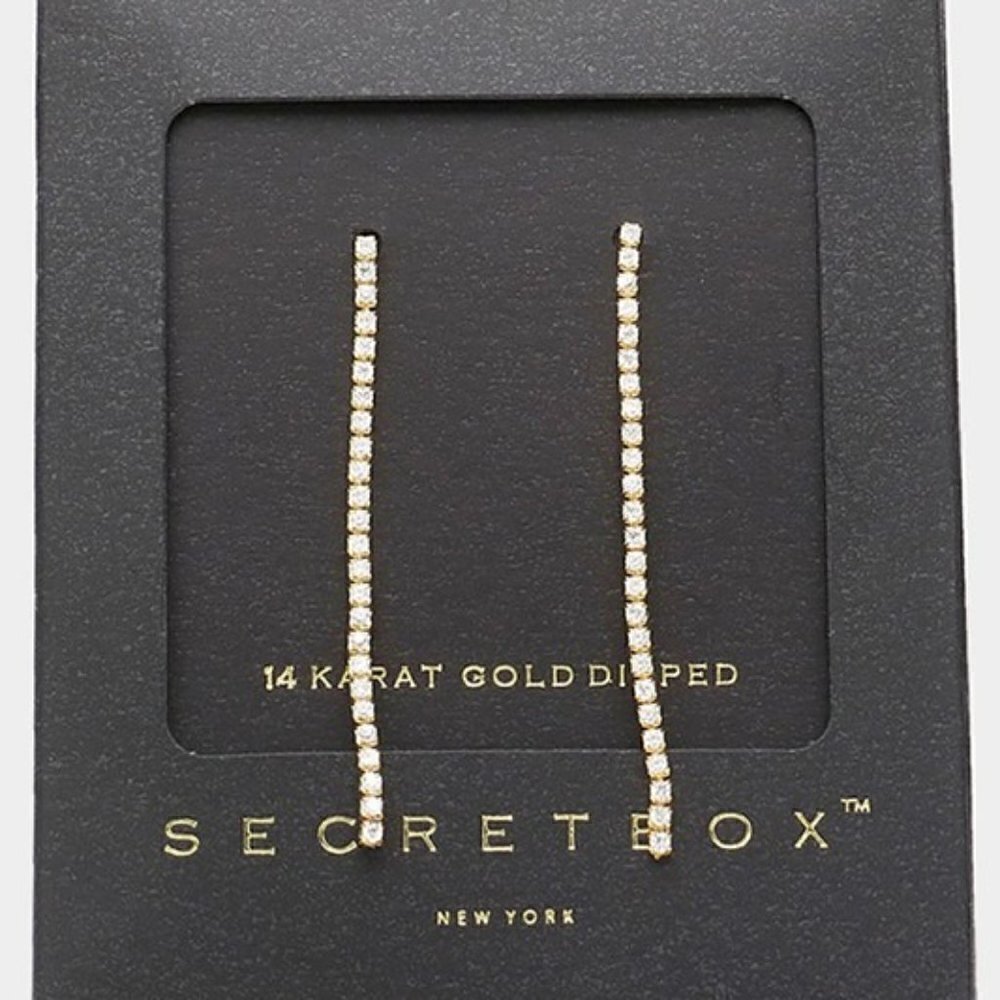 1 LEFT!! 14K GOLD RHINESTONE DROP EARRINGS